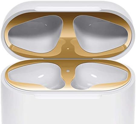 Dust Guard for Airpods Case, 18K Plated Ultra-Thin 0.04mm Premium Metal Sticker for Airpods 1/2 Charging Case Skin Sticker (Gold)
