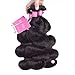 ISEE 8A Brazilian Virgin Body Wave Human Hair 3 Bundles 100% Unprocessed Human Weave Hair Extensions for Black Women, Natural Black 10