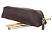 IBLUE Vintage Leather Zipper Pen Pencil Pouch Case Holder Bag #P-1 (Brown)