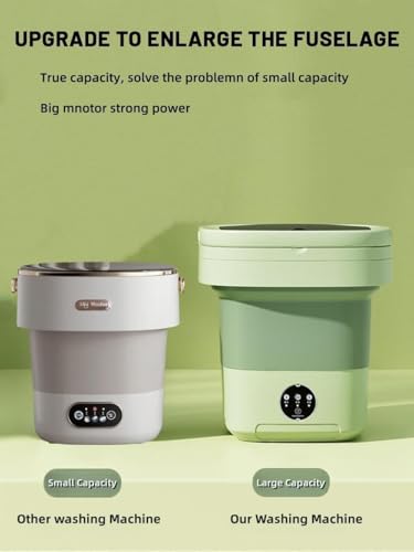 Portable Washing Machine, Mini Washer,16L Upgraded Large Capacity Foldable Washer.Deep Cleaning of Underwear, Baby Clothes and Other Small Clothes.Suitable for Apartments, Dormitories, Hotels.(Green)