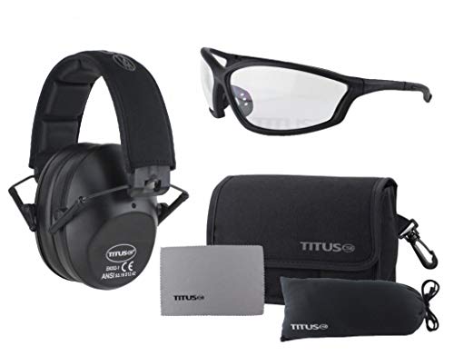 Titus 2 Series - 34 NRR Slim-Line Hearing Protection & G26 Competition Z87.1 Safety Glasses Combos (Black, Clear) - Thumbnail 6