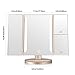 EASEHOLD Lighted Makeup Mirror,2X 3X Magnifiers Vanity Mirror with Upgraded Eye-Caring Lights Tri-Fold 180 Degree Adjustable Countertop Cosmetic Bathroom Mirror (Gold)