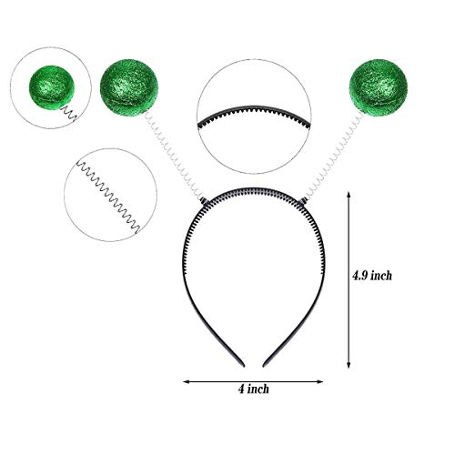 4 Pairs Green Plastic Alien Glasses Alien Sunglasses and 4 Pieces Martian Antenna Headband Boppers Green Ball Headband Boppers for Halloween Kids Cosplay Party Decoration - Thumbnail 2
