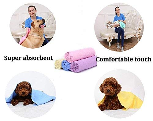 B&K DESIGN Pet Bath Towel, Fast Drying Dog Cat Towel, Ultra Absorbent PVA Towel Anti-Bacterial Eco-Friendly with Pet Stainless Steel Grooming Comb (blue)