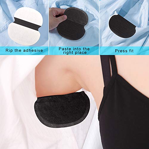 Armpit Sweat Pads, Disposable Underarm Sweat Pads for Women and Men, Non Visible, Sweat Free Armpit Protection (100pcs Black)