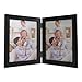 Giftgarden 5x7 Double Picture Frame with Real Glass Display Vertical 5 by 7 Photo, Hinged Folding Frame for Tabletop Standing, Black