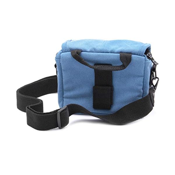 vhbw Kamera-Tasche kompatibel mit Panasonic Lumix DC-TZ91, DMC-FZ1000, DMC-FZ2000, DMC-FZ300 Canvas blau, grau – Bild 3