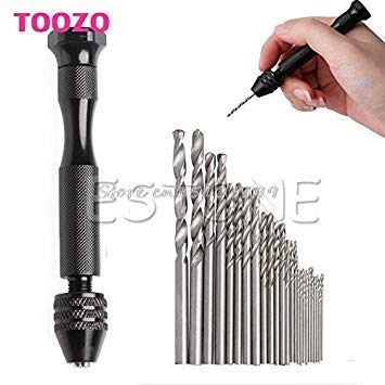 Generic 25Pcs 0.5-3mm Mini Micro Twist Drill Bit + Aluminum Hand Drill Keyless Chuck Kit -Y121 Best Quty