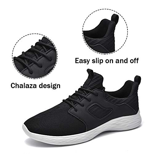 DierCosy Gym Shoes for Men Tennis Shoes Lightweight Non Slip Sneakers Mens Slip-On Shoes Athletic Running Walking Shoes Black 9.5