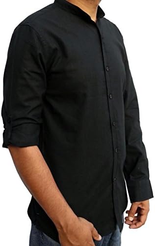 Mens grandad collar shirt available in black & white