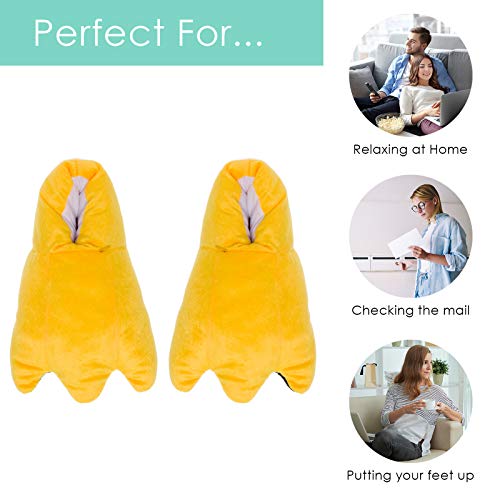 Silver Lilly LED Light Up Duck Feet Slippers - Novelty Animal Costume House Shoes w/Comfort Foam (M) Yellow - Thumbnail 4