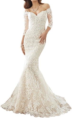 Women's Sweetheart Mermaid Wedding Dresses Lace Long Bridal Gowns
