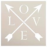 Love with Crossbar Arrows Stencil by StudioR12 | Reusable Mylar Template | Use for Painting Rustic Signs on Pallets, Wood and Pillows | DIY Home Decor - CHOOSE SIZE … (9