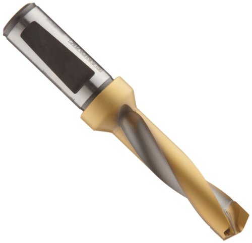 Sandvik Coromant Delta Carbide-Tipped Drill Bit, Short Length, TiN Finish, Whistle Notch Shank, Coolant Through, 140 Degree Point, 24.5mm Size