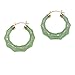 PalmBeach 14K Yellow Gold Round Genuine Green Jade Bamboo Style Hoop Earrings (30mm)