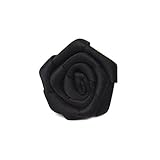 Jacob Alexander Satin Open Rose Lapel Flower Boutonniere - Black