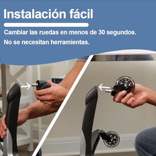 Ruedas Suaves para Silla de Oficina de 3 Pulgadas, Llantas Universales Silenciosas con Rotación 360° para Sillas de Oficina, Ruedas para Muebles Resistentes a Cargas Pesadas, 5 Pieces