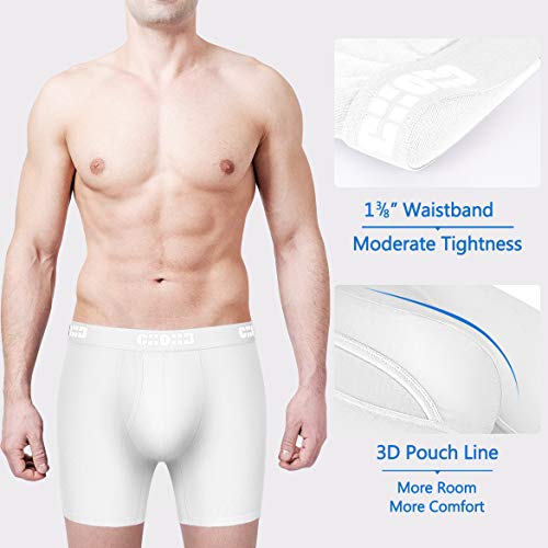 CHOHB Men's MicroModal Boxer Briefs 3 Pack - Lenzing Modal Open Fly Underwear, Blue/Red/White (Size M)