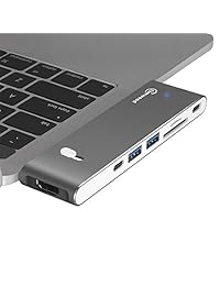 Kimwood   Adaptador de USB C (7 en 1, Thunderbolt 3, 5 Gbps USB C, HDMI 4K, SD y lector de tarjetas Micro SD, 2 x USB 3.1 para MacBook Pro 2018 2017 2016 y otros dispositivos USB C)