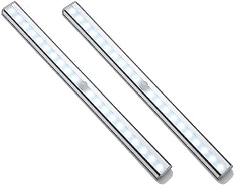 Motion Sensor Light, Under Cabinet Lights, Wireless Motion Activated Closet Lights, USB Rechargeable Stick on Anywhere Magnetic LED Light for Closet Drawer Cabinet Cupboard KULED (White 20 LEDs 2pack)