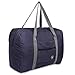 FUNFEL Foldable Travel Duffel Bag Tote Carry on Luggage Sports Water Resistant Nylon(II-Navy Blue)