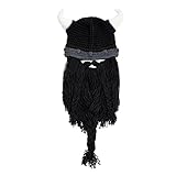 Beard Head - The Original Barbarian Pillager Knit Beard Hat (Black)