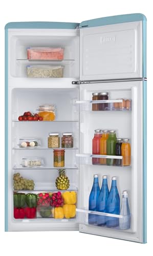 Amica Retro Kühl‑Gefrierkombination freistehend 206 l FrostControl LED Beleuchtung Retro-Design 144 x 55 x 62 cm – Kühlschrank Türkisblau 2