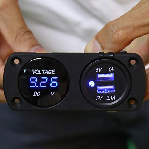 12V 24V Dual USB Car Charger Power Adapter LED Voltmeter Outlet for Car Boat Marine Motorcycle Scooter DIY Kit