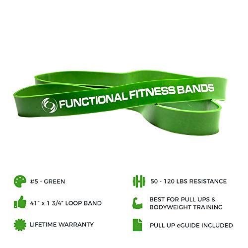 Pull Up Assistance Resistance Exercise Bands - by Functional Fitness | Loop Workout Bands for Stretching, Powerlifting