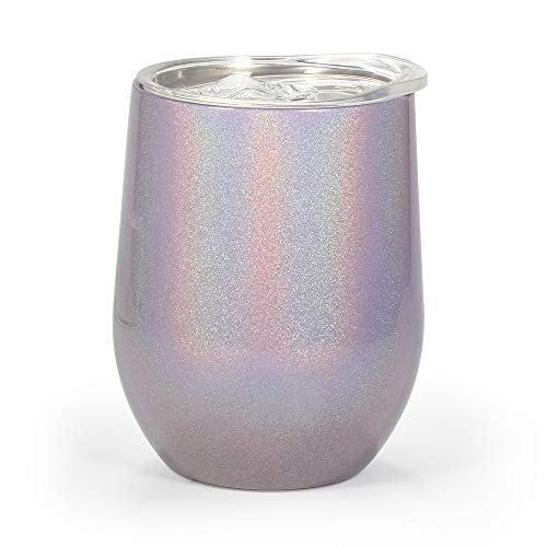 HOMFUL 12 oz Wine Tumbler, Double Wall Insulated Wine Glasses, Stainless Steel Stemless Travel Cup with Sealable Lids Perfect for Wine, Coffee, Drinks, Champagne, Cocktails