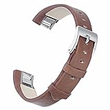 bayite Replacement Leather Watch Bands for Fitbit Alta HR and Alta Chocolate Brown