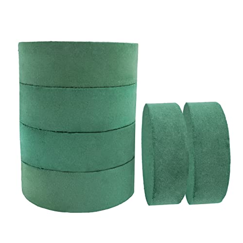 Prashent 6 Pieces Round Floral Foam Blocks 4.7" Green Wet Dry Flower