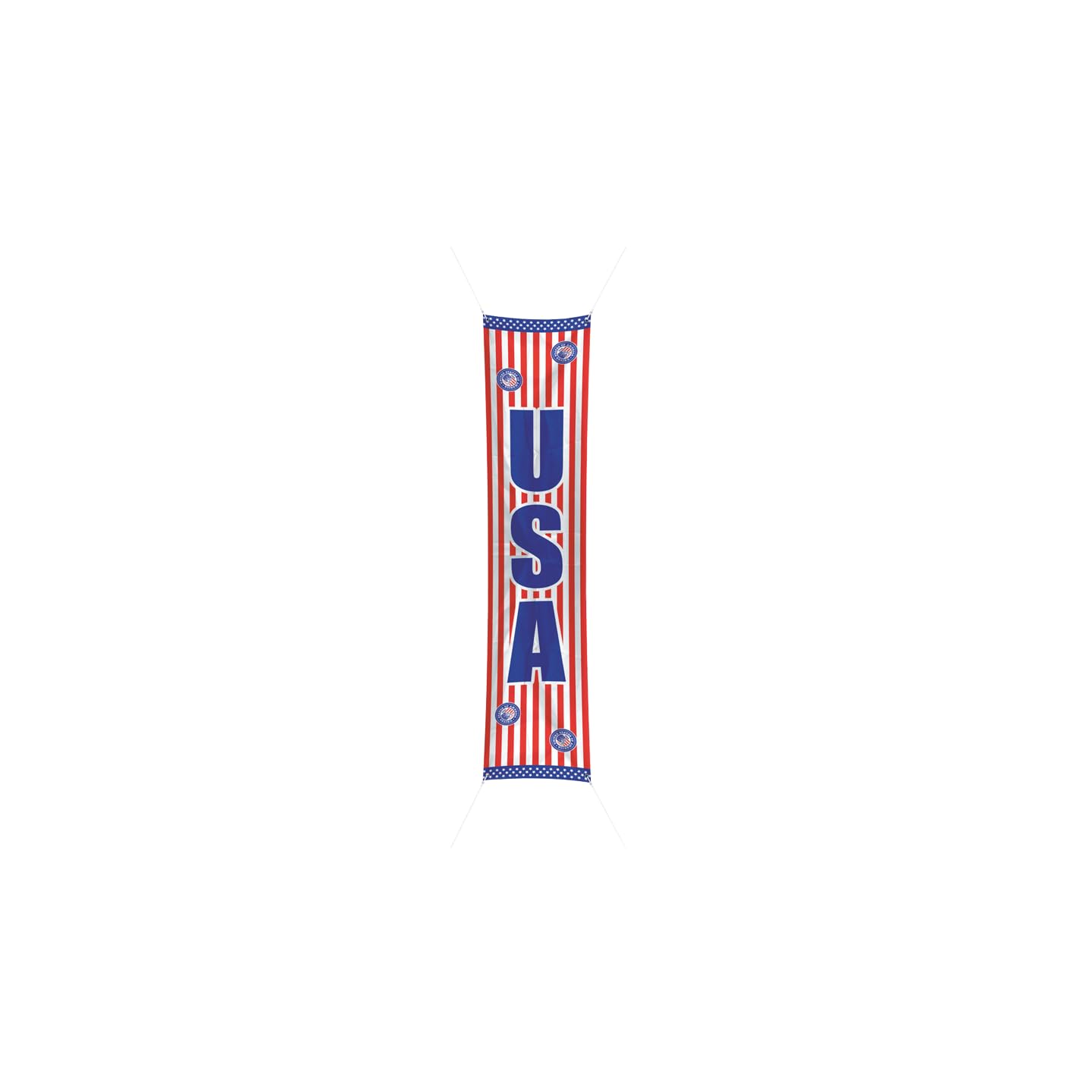 USA Party Banner 300 x 60cm, Plastic Banner in Red White and Blue US Flag Design