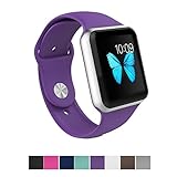 e6Hope dd189 Apple Watch Band -  Soft Silicone Replacement iWatch Strap for Apple Watch Series 1,Series 2 (Purple, 38mm - M/L)