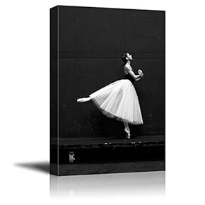 Canvas Wall Art - Dance Girl Black and White - Modern Home Art Stretched and Framed Ready to Hang - 12x18 inches