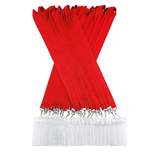 24 Pack Red Lanyards with Waterproof ID Badge Holders - Durable Polyester Neck Straps for Office Staff, Teachers & Corporate Events โ image 1