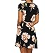 WLLW Women Short Sleeve Wrap V Neck Tie Front Floral Print Bohemian Mini Dress