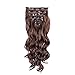 Inaly 7Pcs 16 Clips 20-24 Inch Thick Double Weft Full Head Clip in Hair Extensions Curly Straight Wavy Hairpiece 8 colors (20