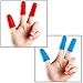 Coobey 12 Pieces Silicone Finger Protectors Hot Glue Gun Finger Caps with Silver Metal Case for Hot Glue Wax Rosin Resin Honey Adhesives Scrapbooking Sewing in 3 Sizes(Red and Blue)