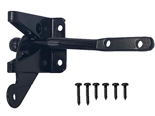 Fpz Self-Locking Gate Latch - Post Mount Automatic Gravity Lever Wood Fence Gate Latches with Fasteners,Black