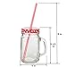 Lily's Home Old Fashioned Mason Jar Mugs with Handles, Polka Dot Lids and Matching Reusable Plastic Straws, Great as Old Fashion Drinking Glasses at BBQs and Parties, Clear (16 oz. Each, Set of 4)