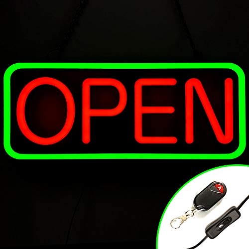 Large Flashing LED Neon Open Sign Light for Businesses with Remote Extra Bright Lightweight