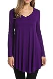 HOTOUCH Womens Loose Tees Comfy Tunic With Various Hem (Eggplant M)