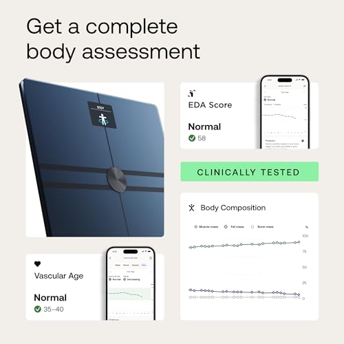 WITHINGS Body Comp - Scale for Weight and Complete Body Analysis, Wi-Fi & Bluetooth Scale with Color Screen, Digital Scale with Accurate Visceral Fat, Heart Heath - Compatible with Apple Health