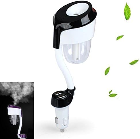 YJY Car Diffuser Humidifier Aromatherapy Essential Oil Diffuser with 2 USB Car Charger Ports, Auto Shut-off Ultrasonic Air Purifier for Vehicle(Black)