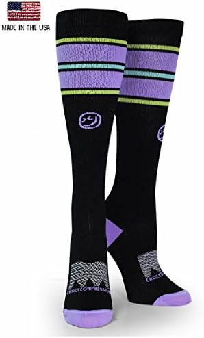 Crazy Compression OTC All Star Stripes Compression Socks (S/MD (Shoe Size 7-10), Black)