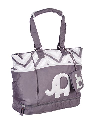 Baby Essentials Diaper Bag + Diaper Changing Kit with Portable Nap Mat - Grey Elephant - Thumbnail 4