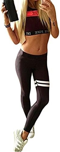 Leving White Stripe Pattern Design Black Leggings Gym Workout Yoga Pants Jogging Running Tights,Circles,X-Large