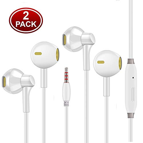[2 Pack] Premium Aux Headphones/Earphones/Earbuds / 3.5mm Wired