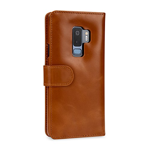 StilGut Samsung Galaxy S9+ (S9 Plus) Case. Flip Leather Wallet Cover with Card Slots, Cognac Brown - Thumbnail 5